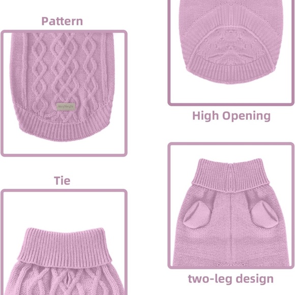 Dog MengMengDa Pullover Sweater Soft & Warm Pink/Purple S - Picture 3 of 5